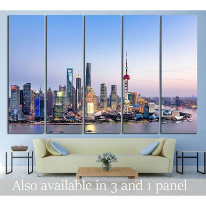 Beautiful Shanghai Pudong skyline at dusk №2643 Ready to Hang Canvas Print - Zellart Canvas Prints ALL_Products, s-2643