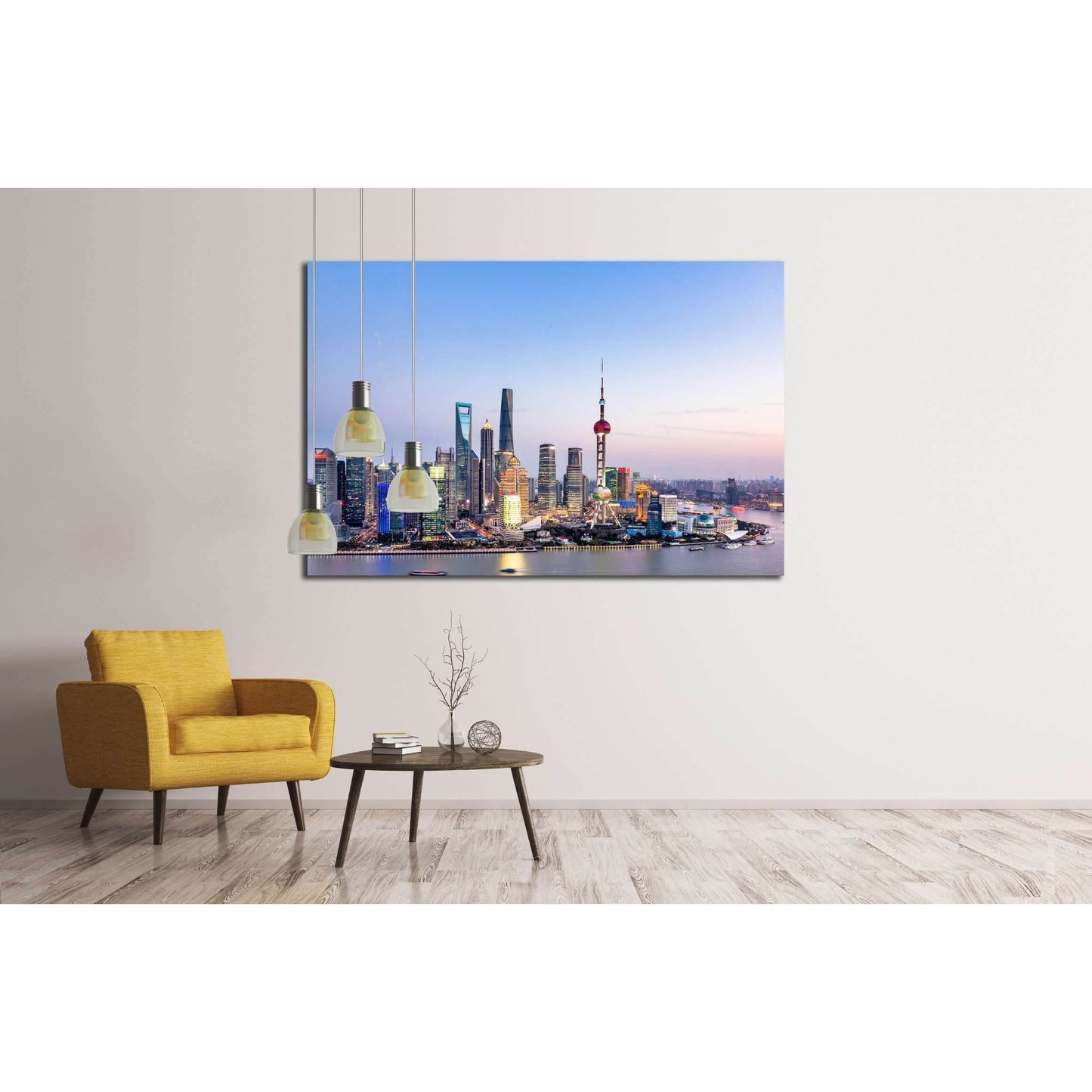 Beautiful Shanghai Pudong skyline at dusk №2643 Ready to Hang Canvas Print - Zellart Canvas Prints ALL_Products, s-2643