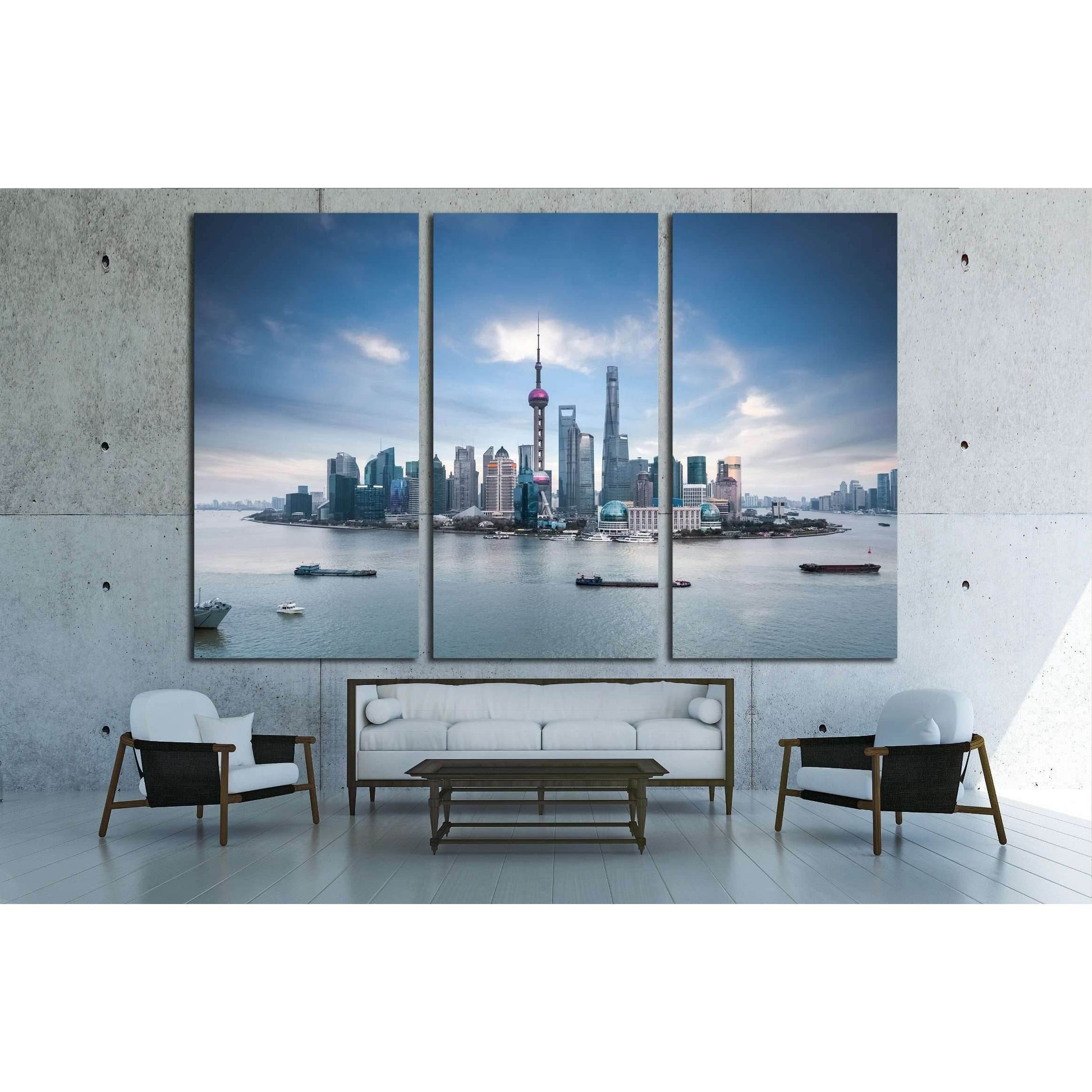 beautiful shanghai skyline and huangpu river , China №2319 Ready to Hang Canvas PrintCanvas art arrives ready to hang, with hanging accessories included and no additional framing required. Every canvas print is hand-crafted, made on-demand at our workshop