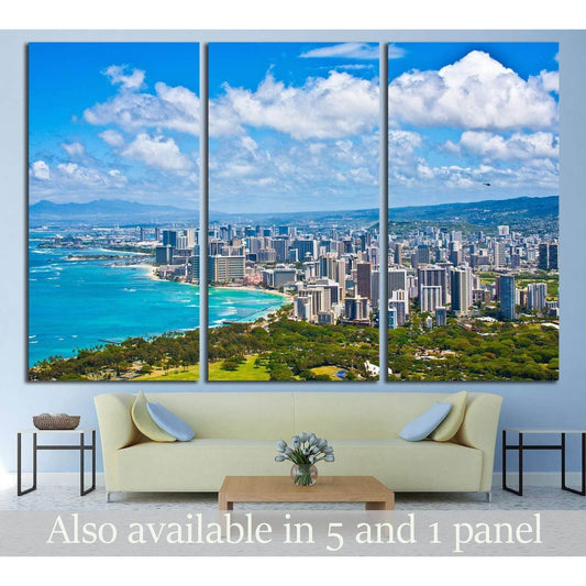 Beautiful Skyline of Oahu,Hawaii №2250 Ready to Hang Canvas Print - Zellart Canvas Prints ALL_Products, s-2250