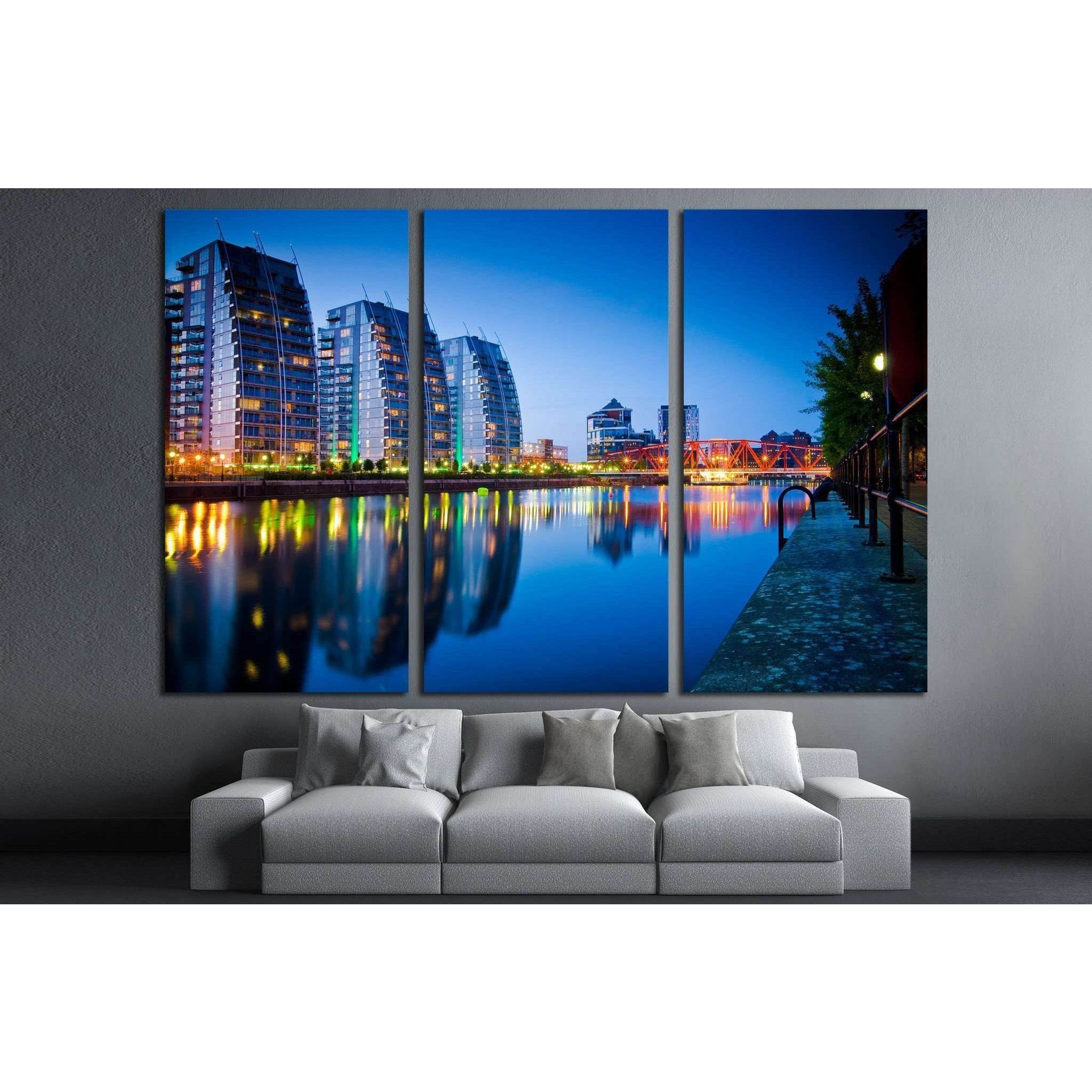 Beautiful skyline of Salford Quays Manchester №2046 Ready to Hang Canvas Print