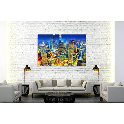 Beautiful skyscrapers,night view city building of Pudong, Shanghai, China №2899 Ready to Hang Canvas PrintCanvas art arrives ready to hang, with hanging accessories included and no additional framing required. Every canvas print is hand-crafted, made on-d