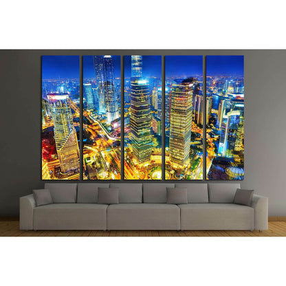 Beautiful skyscrapers,night view city building of Pudong, Shanghai, China №2899 Ready to Hang Canvas PrintCanvas art arrives ready to hang, with hanging accessories included and no additional framing required. Every canvas print is hand-crafted, made on-d