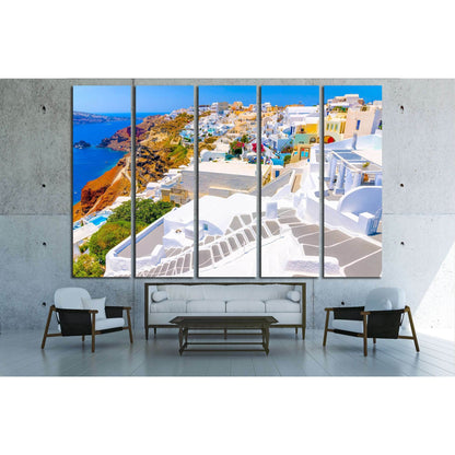 Beautiful steps in Oia the most beautiful village of Santorini island in Greece №2641 Ready to Hang Canvas Print - Zellart Canvas Prints ALL_Products, s-2641