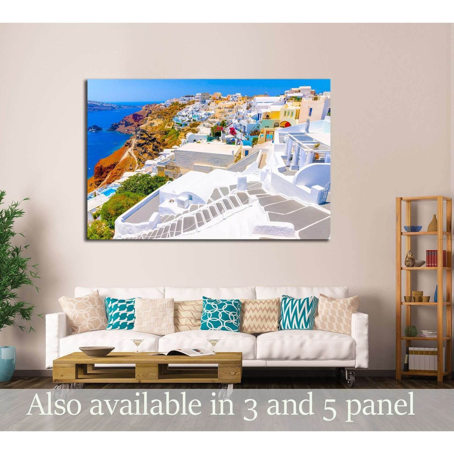 Beautiful steps in Oia the most beautiful village of Santorini island in Greece №2641 Ready to Hang Canvas Print - Zellart Canvas Prints ALL_Products, s-2641
