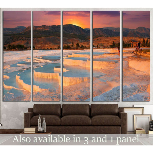 beautiful sunrise and Natural travertine pools and terraces, Pamukkale, Turkey №1968 Ready to Hang Canvas Print - Zellart Canvas Prints ALL_Products, s-1968