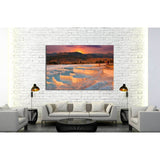 beautiful sunrise and Natural travertine pools and terraces, Pamukkale, Turkey №1968 Ready to Hang Canvas Print