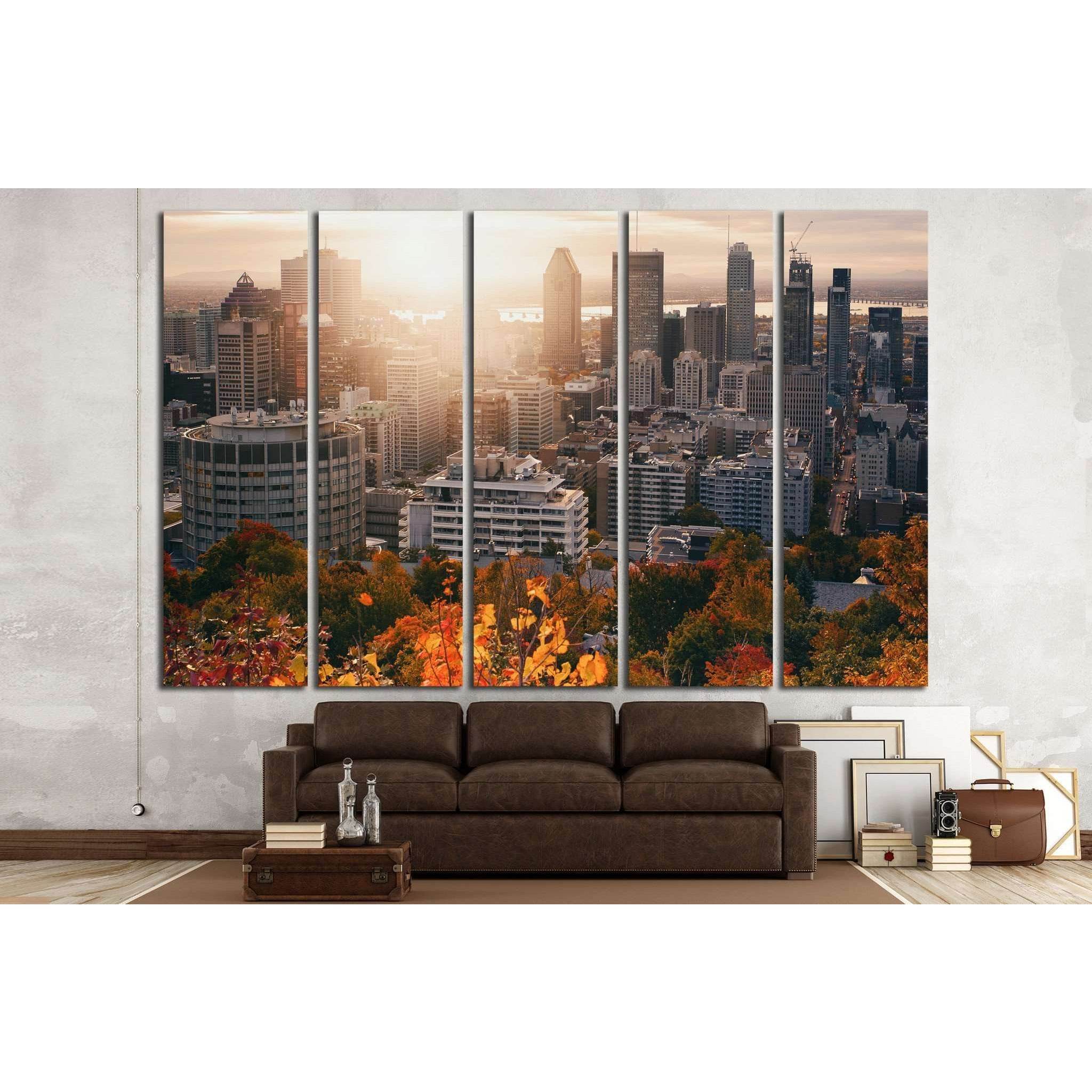 Beautiful sunrise on Montreal downtown №2079 Ready to Hang Canvas Print