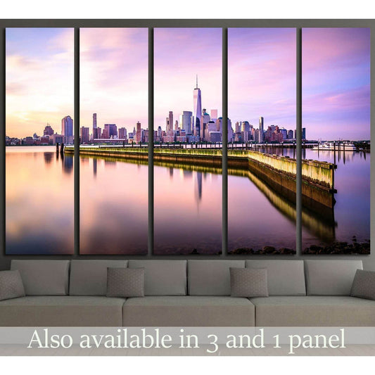 Beautiful sunrise view of Downtown Manhattan, shot from Jersey City №1722 Ready to Hang Canvas Print - Zellart Canvas Prints 0_NY_ART, ALL_Products, s-1722