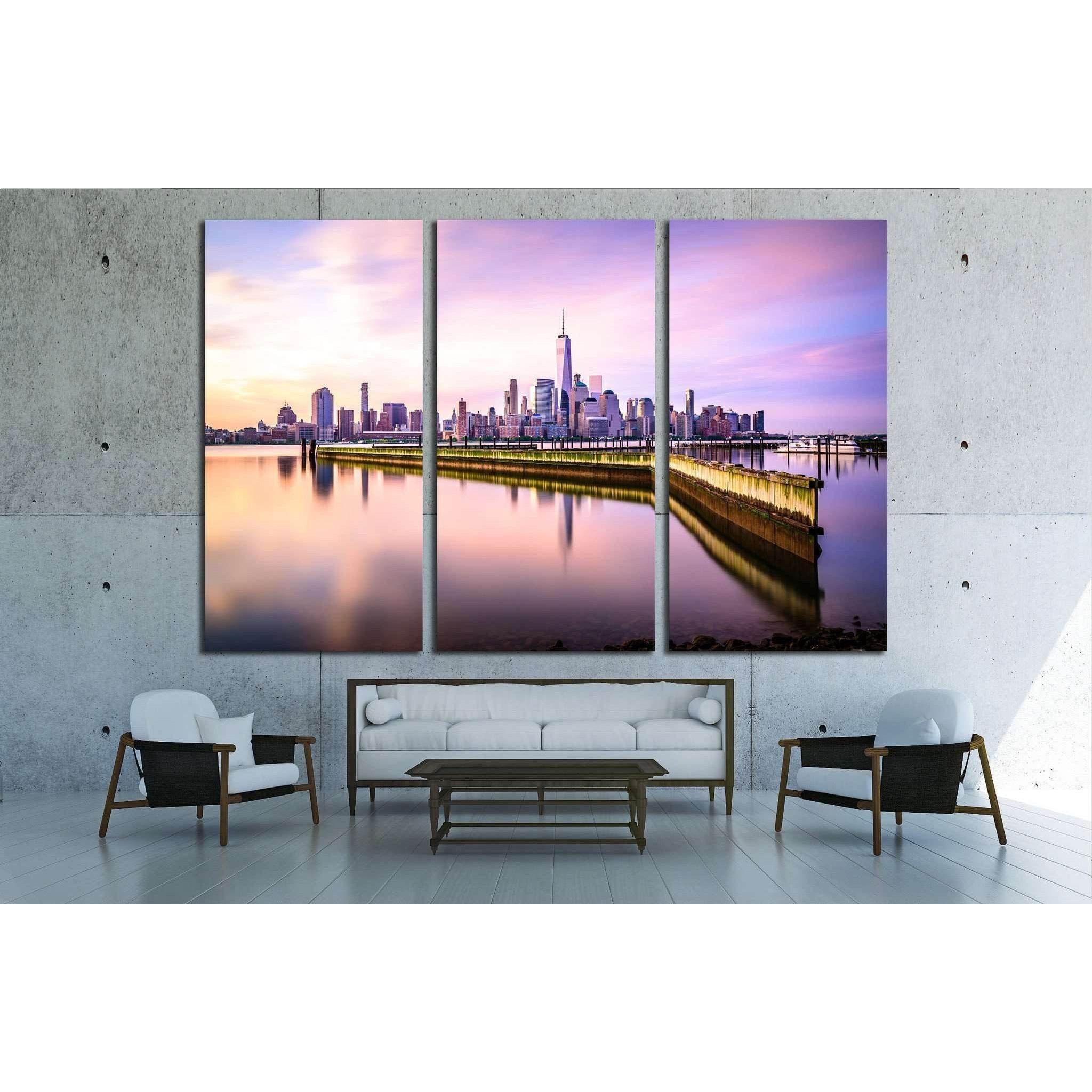 Beautiful sunrise view of Downtown Manhattan, shot from Jersey City №1722 Ready to Hang Canvas Print