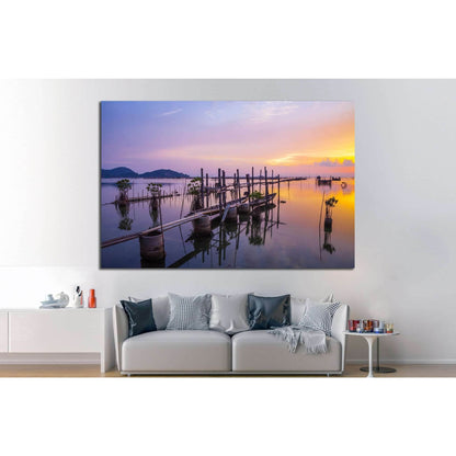 Beautiful sunset Koh yo island in Songkha, Thailand №1306 Ready to Hang Canvas Print - Zellart Canvas Prints ALL_Products, s-1306