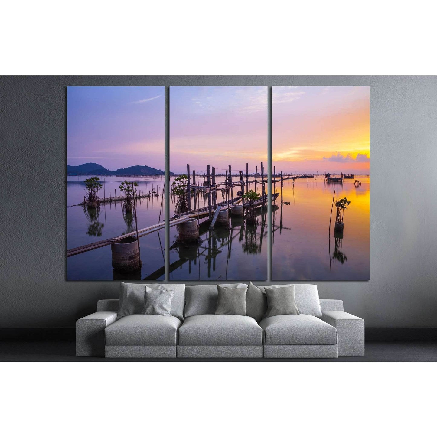 Beautiful sunset Koh yo island in Songkha, Thailand №1306 Ready to Hang Canvas Print - Zellart Canvas Prints ALL_Products, s-1306