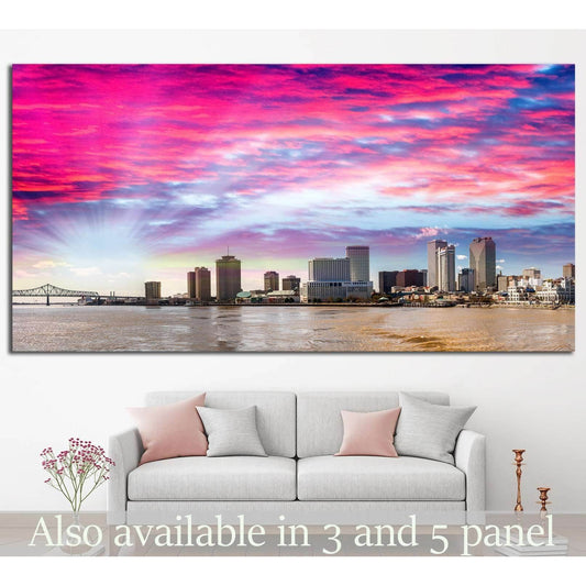 Beautiful sunset over New Orleans, Lousiana №1111 Ready to Hang Canvas Print - Zellart Canvas Prints ALL_Products, s-1111