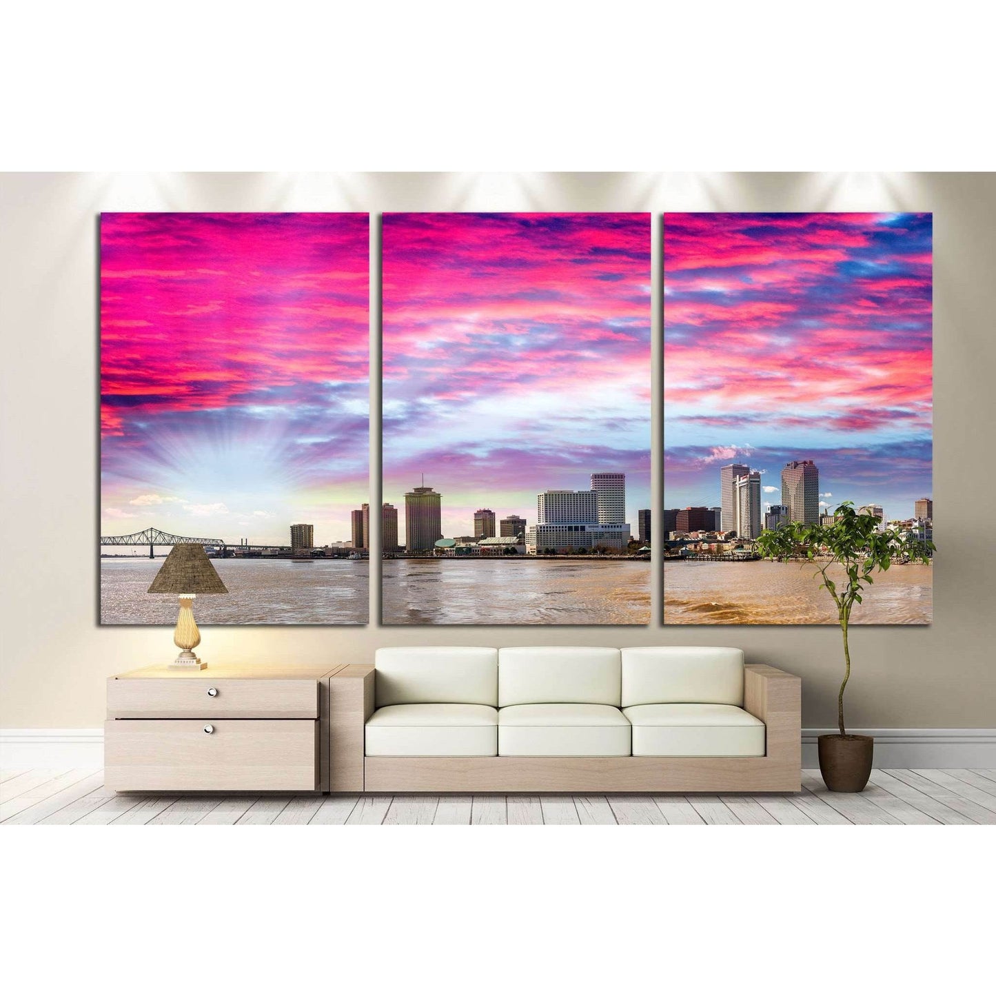 Beautiful sunset over New Orleans, Lousiana №1111 Ready to Hang Canvas PrintCanvas art arrives ready to hang, with hanging accessories included and no additional framing required. Every canvas print is hand-crafted, made on-demand at our workshop and expe