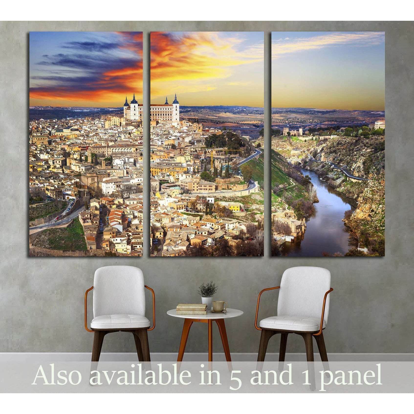 beautiful sunset over old Toledo, Spain №1694 Ready to Hang Canvas Print - Zellart Canvas Prints ALL_Products, s-1694