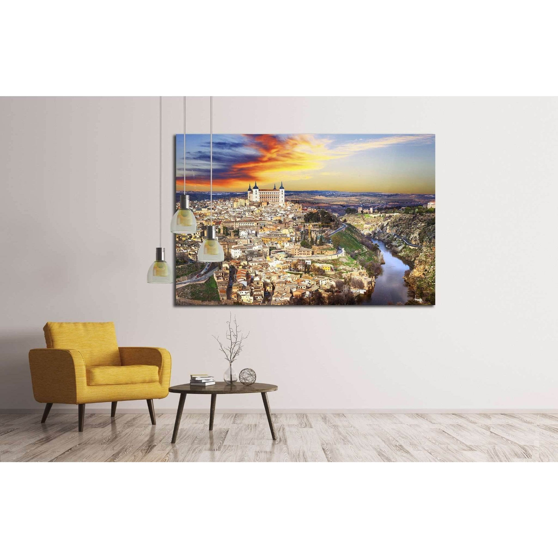 beautiful sunset over old Toledo, Spain №1694 Ready to Hang Canvas Print - Zellart Canvas Prints ALL_Products, s-1694