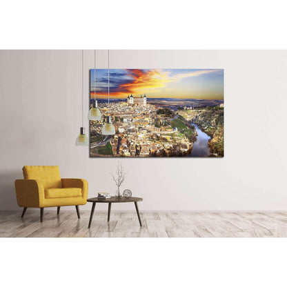 beautiful sunset over old Toledo, Spain №1694 Ready to Hang Canvas Print - Zellart Canvas Prints ALL_Products, s-1694