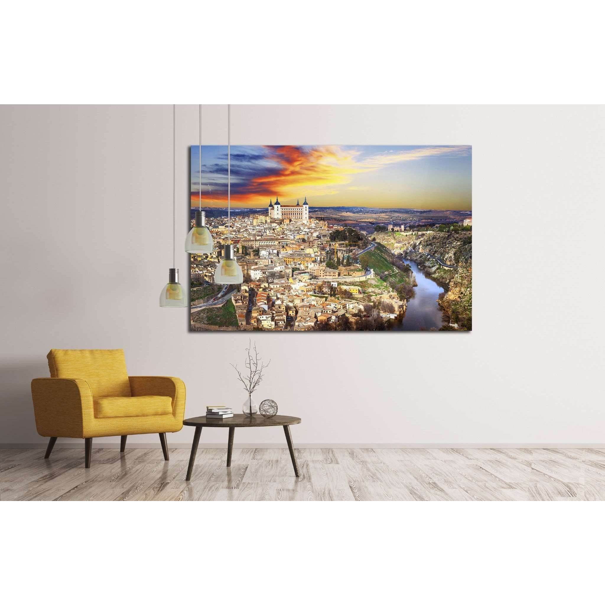 beautiful sunset over old Toledo, Spain №1694 Ready to Hang Canvas Print