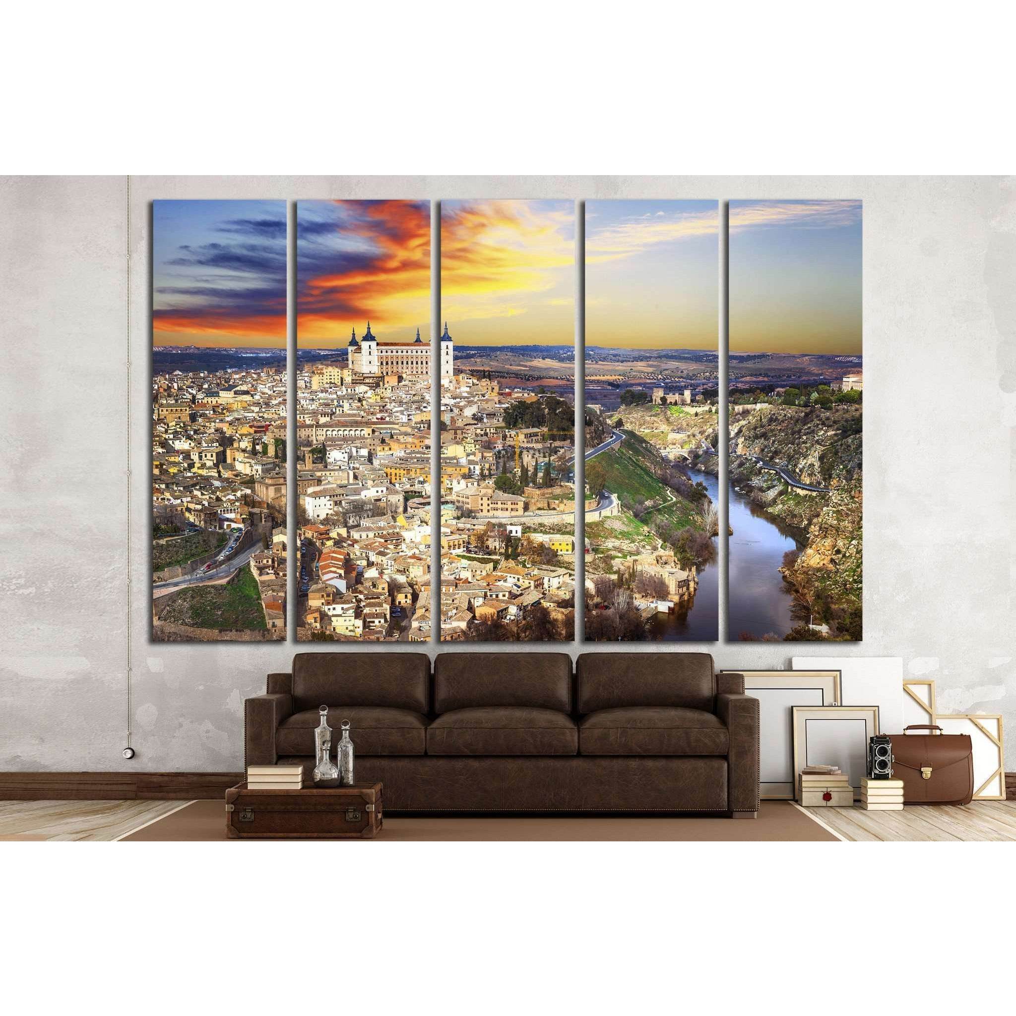 beautiful sunset over old Toledo, Spain №1694 Ready to Hang Canvas Print