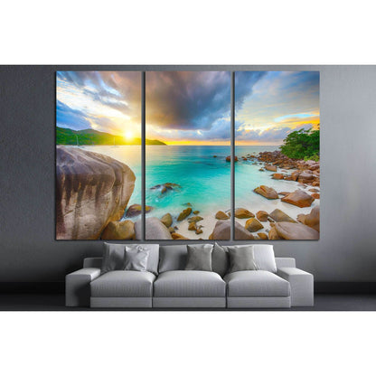 Beautiful sunset over the famous beach Anse Lazio №3094 Ready to Hang Canvas PrintCanvas art arrives ready to hang, with hanging accessories included and no additional framing required. Every canvas print is hand-crafted, made on-demand at our workshop an