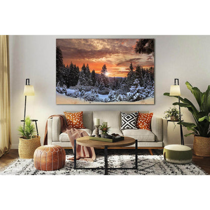 Beautiful Sunset Winter Forest №SL276 Ready to Hang Canvas Print - Zellart Canvas Prints 0new, ALL_Products, SUNRISE & SUNSET WALL ART
