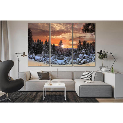 Beautiful Sunset Winter Forest №SL276 Ready to Hang Canvas Print - Zellart Canvas Prints 0new, ALL_Products, SUNRISE & SUNSET WALL ART