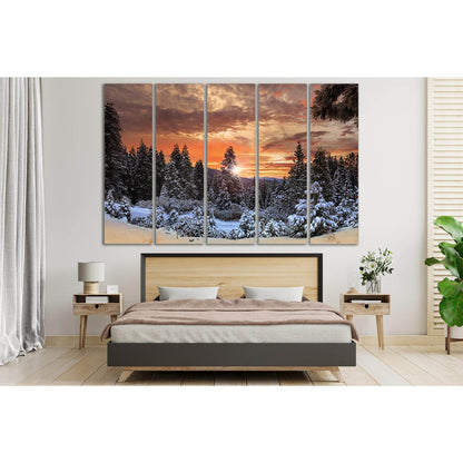 Beautiful Sunset Winter Forest №SL276 Ready to Hang Canvas Print - Zellart Canvas Prints 0new, ALL_Products, SUNRISE & SUNSET WALL ART