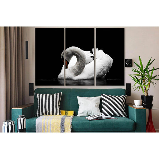 Beautiful Swan Black And White №SL844 Ready to Hang Canvas Print - Zellart Canvas Prints 0new, ALL_Products, Black & White Wall Art