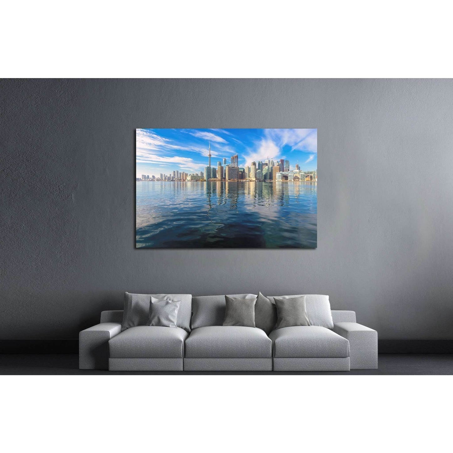 Beautiful Toronto skyline with CN Tower over lake. Canada №2086 Ready to Hang Canvas Print - Zellart Canvas Prints ALL_Products, s-2086