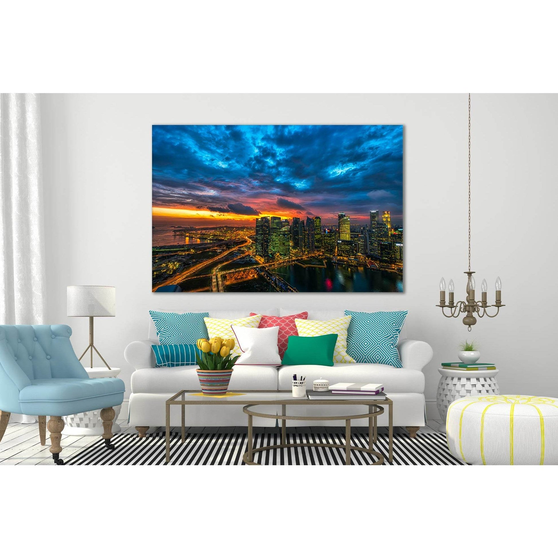 Beautiful Urban Sunset №SL335 Ready to Hang Canvas Print - Zellart Canvas Prints 0new, ALL_Products, Cityscapes & Skylines