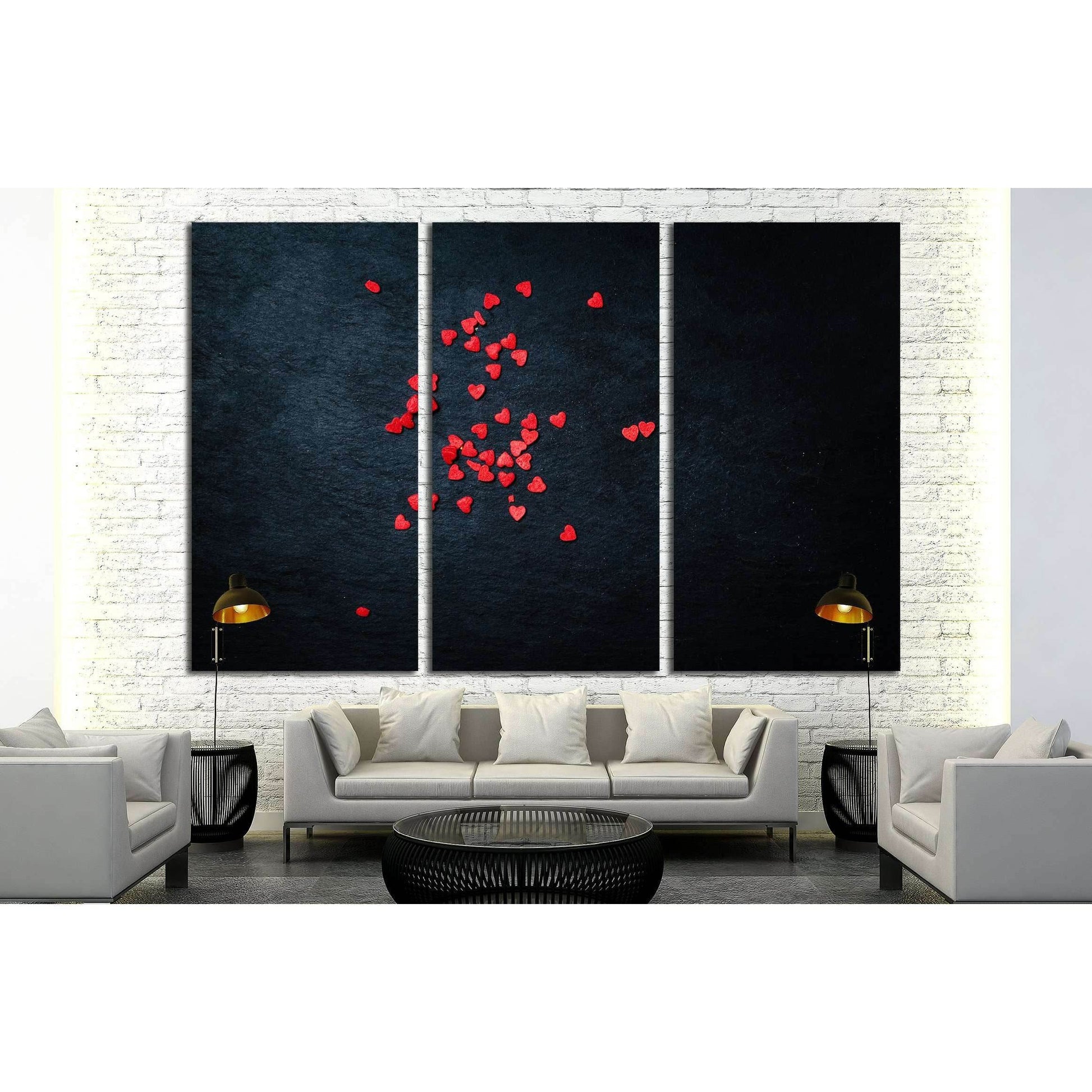 Beautiful valentines day background with red hearts on black background №3019 Ready to Hang Canvas Print - Zellart Canvas Prints ALL_Products, s-3019