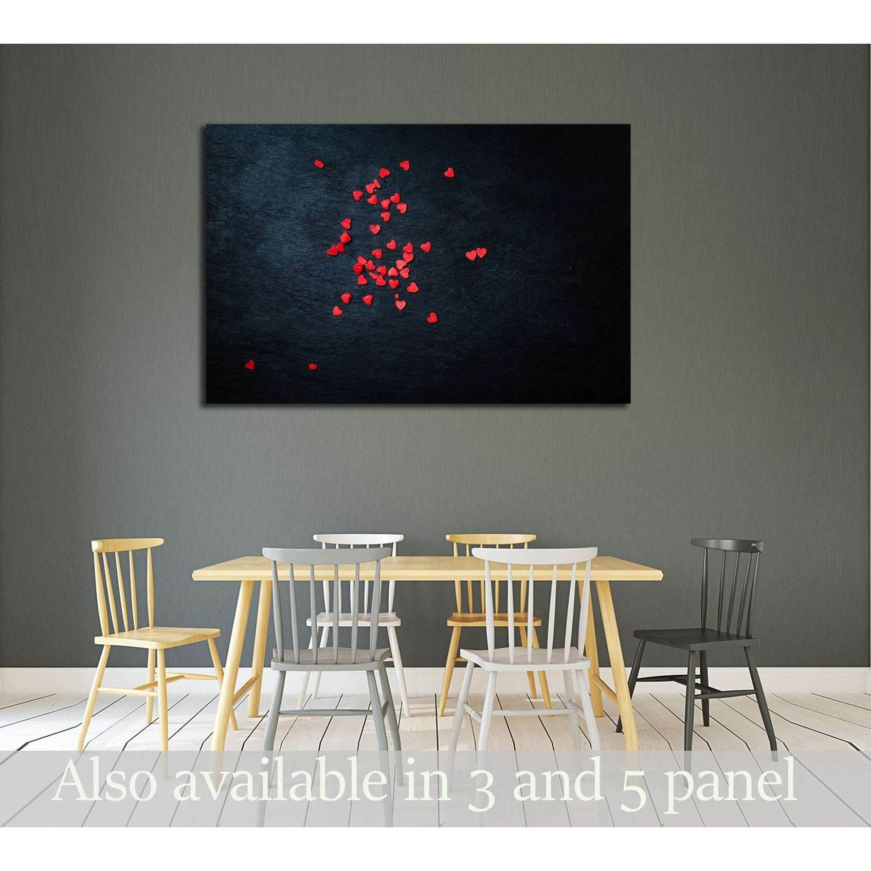 Beautiful valentines day background with red hearts on black background №3019 Ready to Hang Canvas Print - Zellart Canvas Prints ALL_Products, s-3019