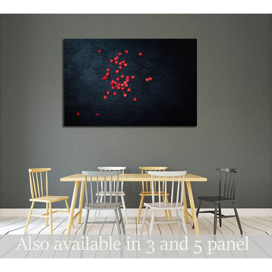 Beautiful valentines day background with red hearts on black background №3019 Ready to Hang Canvas Print - Zellart Canvas Prints ALL_Products, s-3019