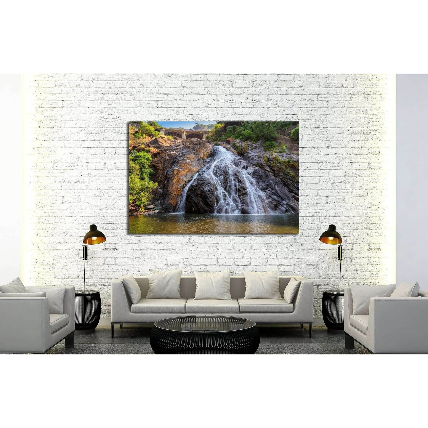 Beautiful view of the Dudhsagar waterfall in Goa, India №3092 Ready to Hang Canvas PrintCanvas art arrives ready to hang, with hanging accessories included and no additional framing required. Every canvas print is hand-crafted, made on-demand at our works