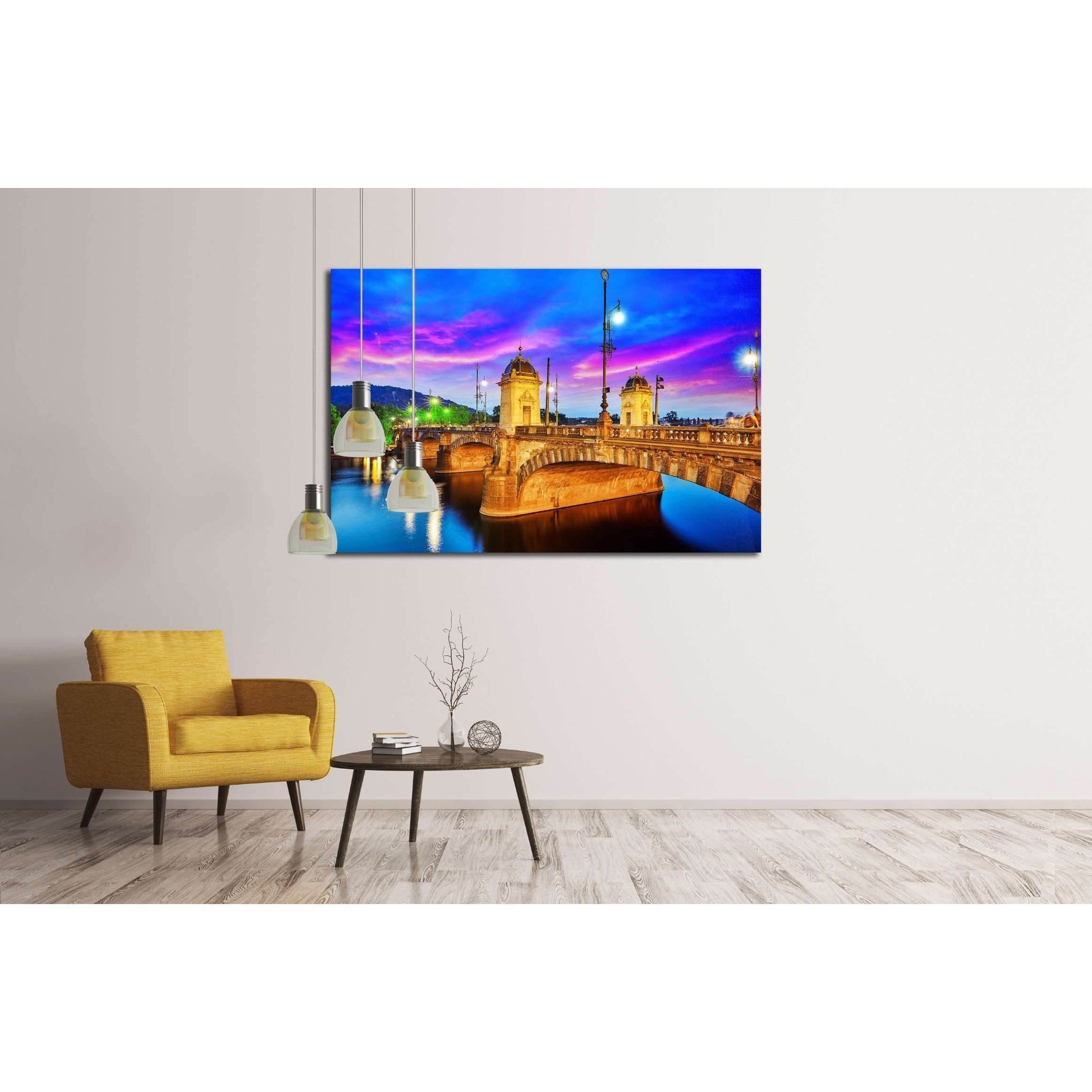 Beautiful view Old Bridge Legii (Most Legii) from the waterfront of the Vltava River.Prague.Czech Republic №2304 Ready to Hang Canvas Print - Zellart Canvas Prints ALL_Products, s-2304