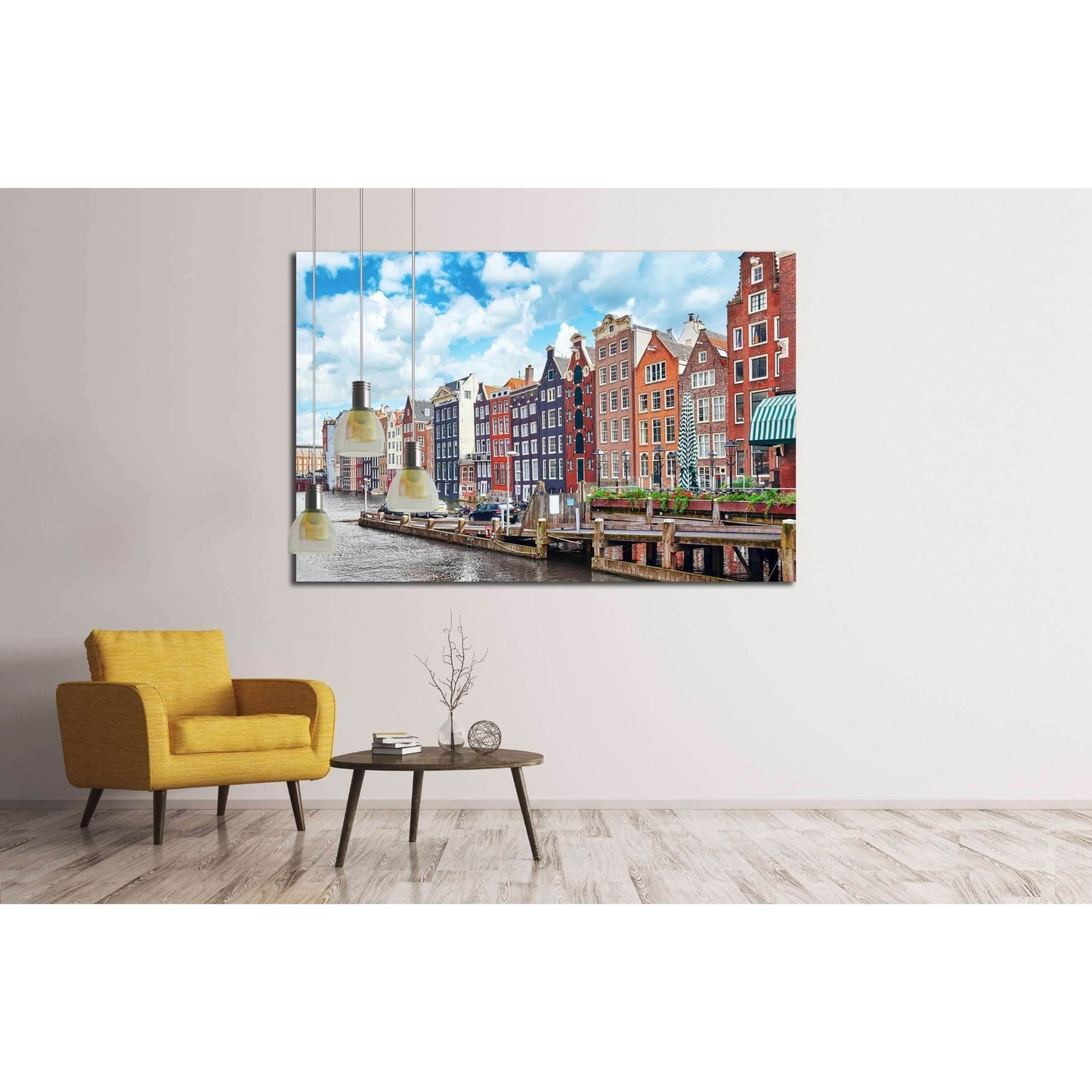 Beautiful views of the streets, ancient buildings, people, embankments of Amsterdam - also call Venice in the North. Netherland №2303 Ready to Hang Canvas Print - Zellart Canvas Prints ALL_Products, s-2303