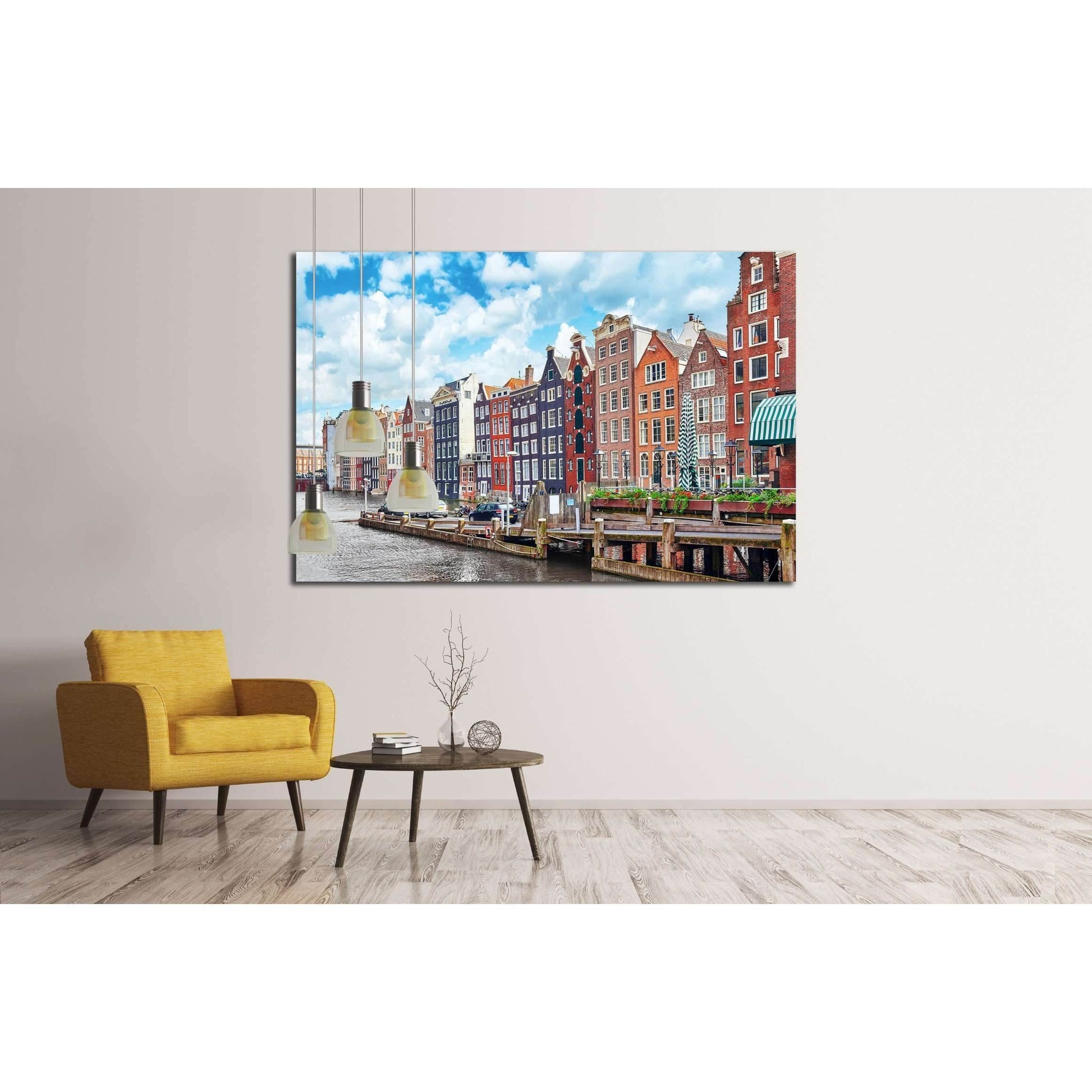 Beautiful views of the streets, ancient buildings, people, embankments of Amsterdam - also call Venice in the North. Netherland №2303 Ready to Hang Canvas Print - Zellart Canvas Prints ALL_Products, s-2303