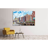 Beautiful views of the streets, ancient buildings, people, embankments of Amsterdam - also call Venice in the North. Netherland №2303 Ready to Hang Canvas Print