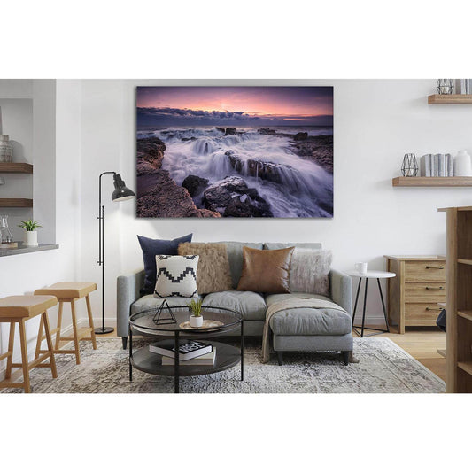 Beautiful Waves At Sunset №SL237 Ready to Hang Canvas Print - Zellart Canvas Prints 0new, ALL_Products, SUNRISE & SUNSET WALL ART