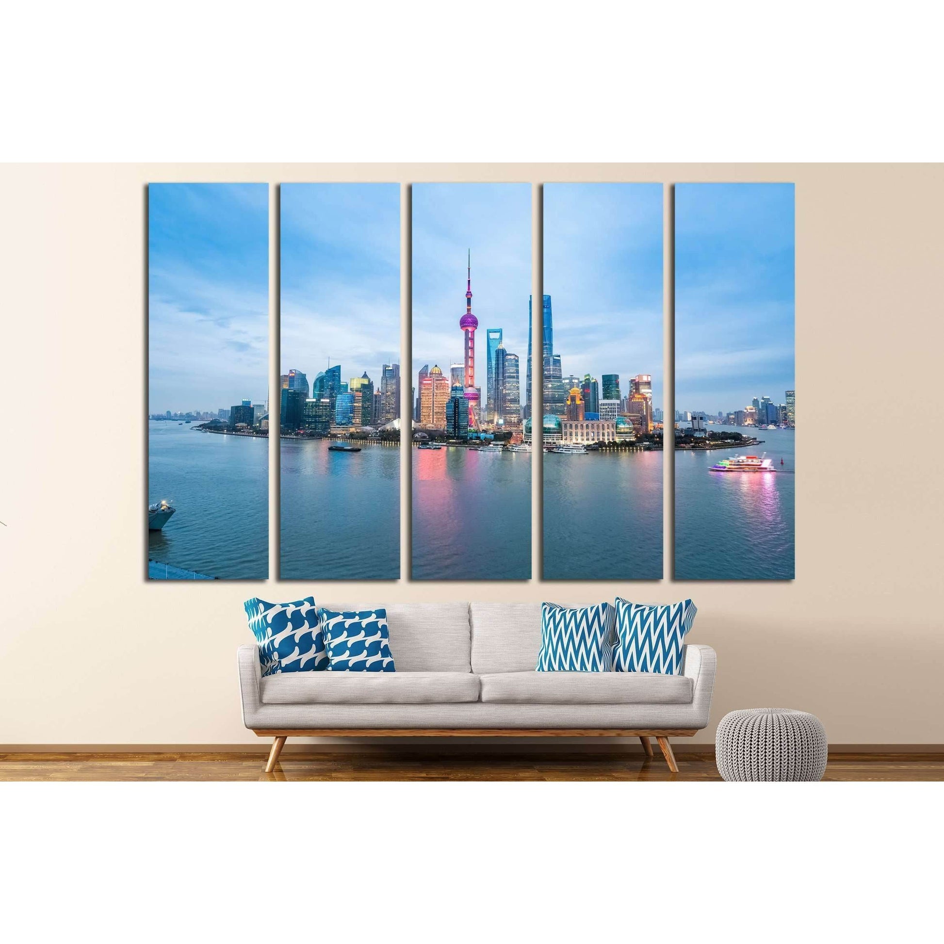 beauty of the east China metropolis ,shanghai skyline in nightfall №2311 Ready to Hang Canvas PrintCanvas art arrives ready to hang, with hanging accessories included and no additional framing required. Every canvas print is hand-crafted, made on-demand a
