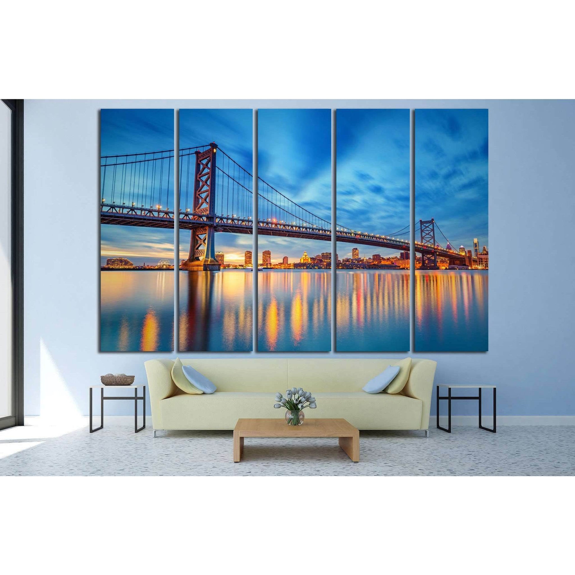 Ben Franklin Bridge, Philadelphia №992 Ready to Hang Canvas Print - Zellart Canvas Prints ALL_Products, s-992
