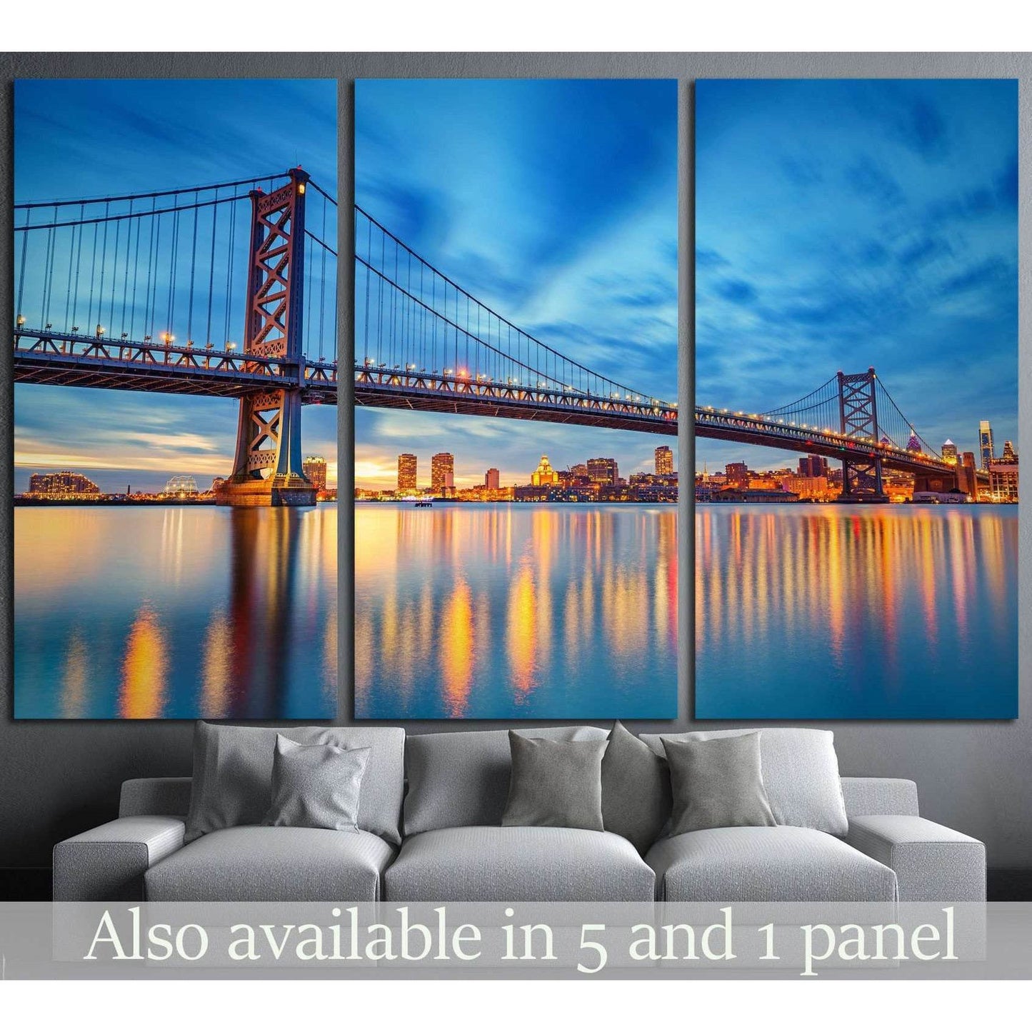 Ben Franklin Bridge, Philadelphia №992 Ready to Hang Canvas Print - Zellart Canvas Prints ALL_Products, s-992
