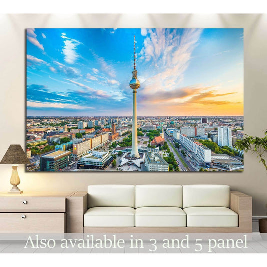 Berlin at sunset, Germany №1182 Ready to Hang Canvas Print - Zellart Canvas Prints ALL_Products, s-1182