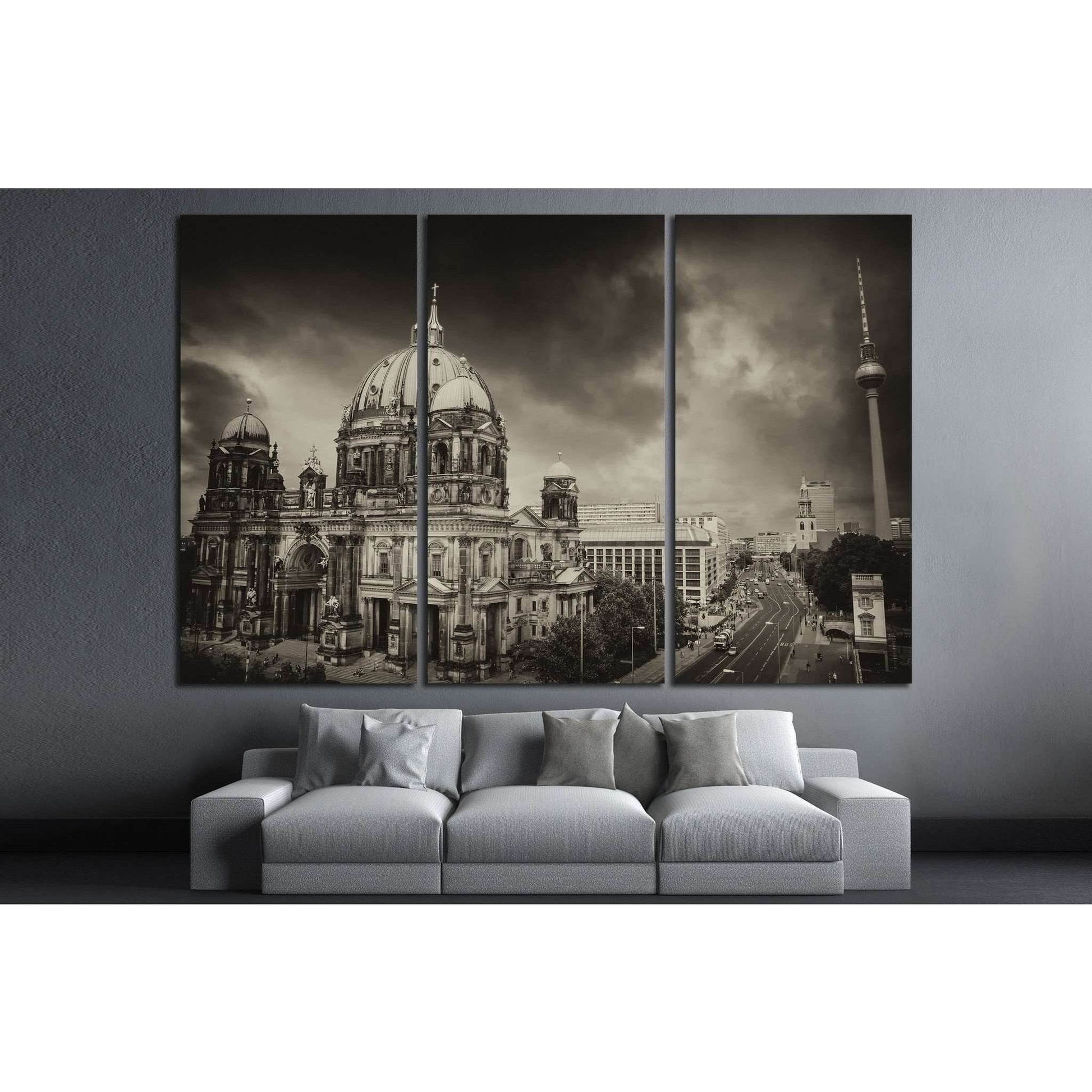 Berlin Cathedral and Alexander Platz, Germany №1164 Ready to Hang Canvas Print - Zellart Canvas Prints ALL_Products, s-1164