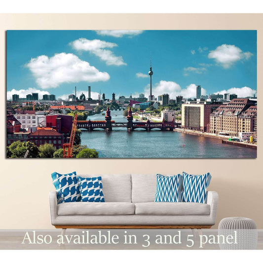 berlin skyline, oberbaum bridge №1172 Ready to Hang Canvas Print - Zellart Canvas Prints ALL_Products, s-1172