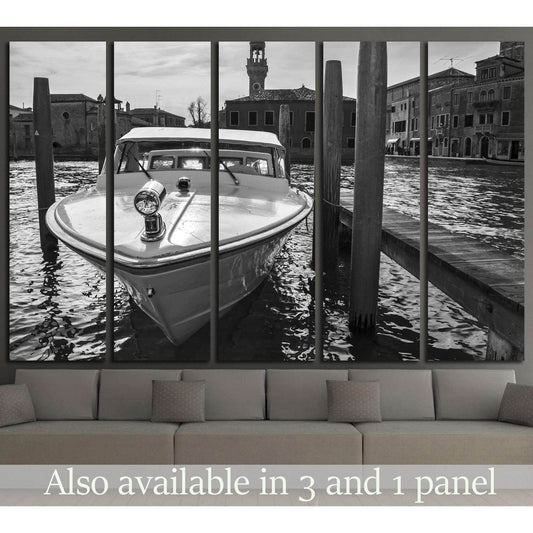 berthed boat on canal in Venice in a sunny day №1414 Ready to Hang Canvas PrintCanvas art arrives ready to hang, with hanging accessories included and no additional framing required. Every canvas print is hand-crafted, made on-demand at our workshop and e