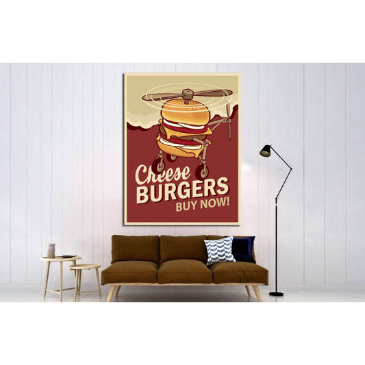 Big Burger On Wheels №4522 Ready to Hang Canvas Print - Zellart Canvas Prints ALL_Products, s-4522
