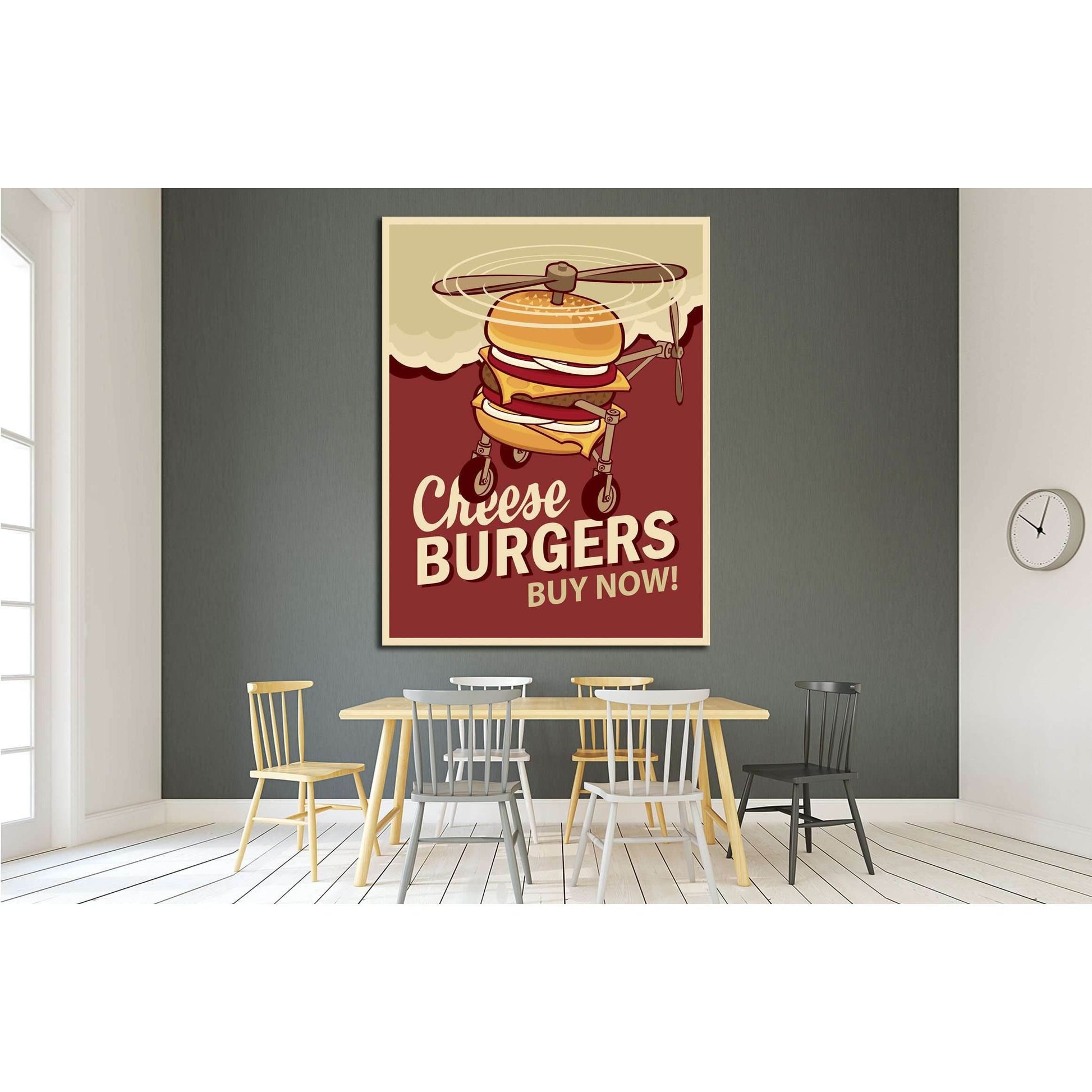 Big Burger On Wheels №4522 Ready to Hang Canvas Print - Zellart Canvas Prints ALL_Products, s-4522