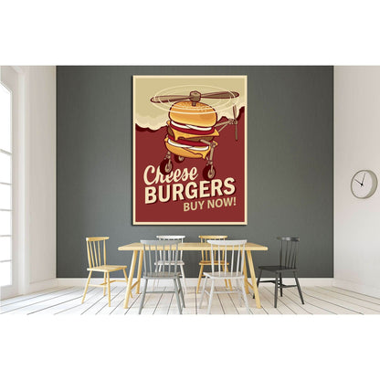 Big Burger On Wheels №4522 Ready to Hang Canvas Print - Zellart Canvas Prints ALL_Products, s-4522