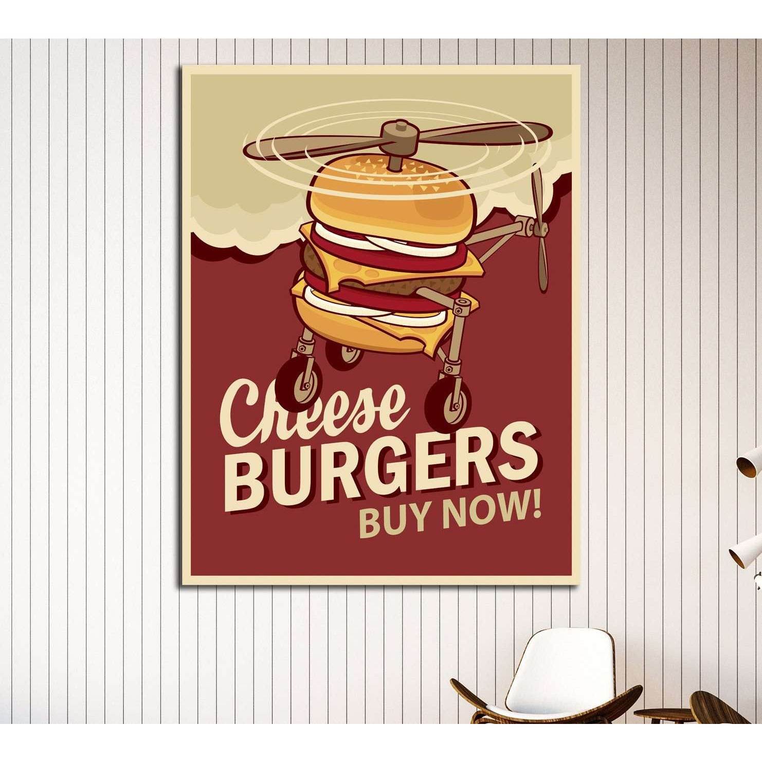 Big Burger On Wheels №4522 Ready to Hang Canvas Print - Zellart Canvas Prints ALL_Products, s-4522